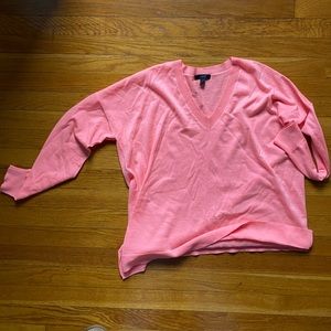 Bright Pink size M J. Crew Merino Wool V-neck sweater